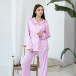 Жіноча піжама BO.Brand двійка, сорочка та штани, рожева смужка