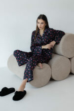 Жіноча піжама BO.Brand двійка, сорочка та штани, рожеві сердечка