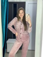 Тепла жіноча піжама BO.Brand на ґудзиках зі штанами