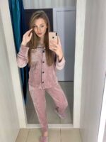 Тепла жіноча піжама BO.Brand на ґудзиках зі штанами