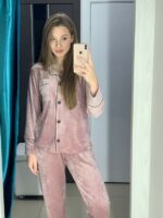 Тепла жіноча піжама BO.Brand на ґудзиках зі штанами