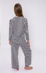 Жіноча піжама BO.Brand, сорочка та штани, смужка чорно-біла
