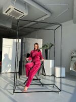 Тепла велюрова піжама BO.Brand малиновий