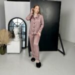 Жіноча піжама BO.Brand, сорочка та штани, пудровий