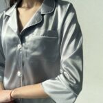 Жіноча шовкова піжама BO.Brand, сорочка для дому, колір сірий металік