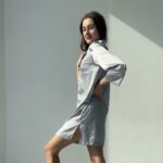 Жіноча шовкова піжама BO.Brand, сорочка для дому, колір сірий металік