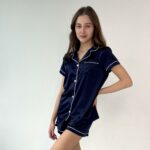 Жіноча піжама BO.Brand, комплект сорочка та шорти, синій
