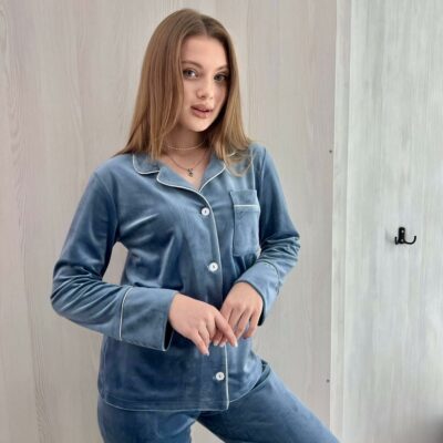 Жіноча піжама велюр BO.Brand синій