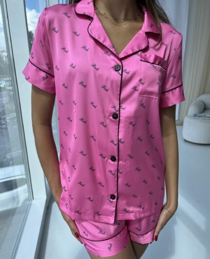 Піжама жіноча BO.Brand сорочка з шортами, малинова