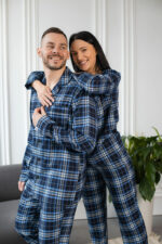 Парні піжами Family look "BO.brand" у синю клітинку