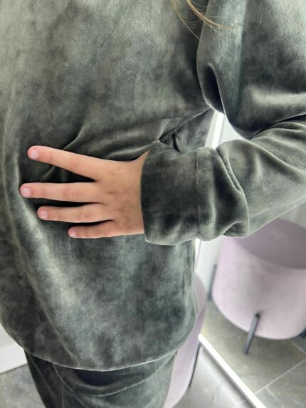 Дитяча велюрова піжама BO.Brand, светр зі штанами, колір хакі