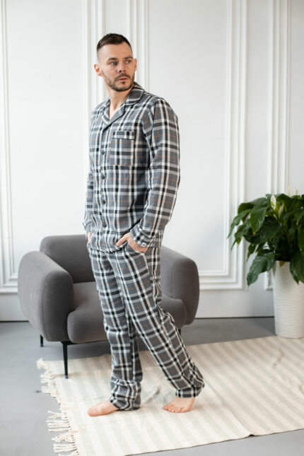 Чоловіча котонова піжама BO.Brand, колір сірий
