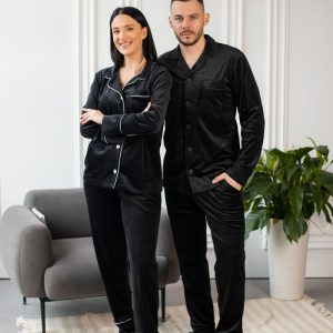 Парні піжами BO.Brand, сорочка та штани з кишенями, колір чорний