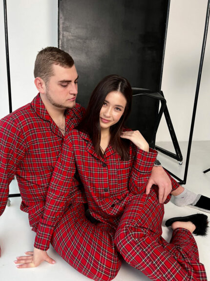 Парні піжами BO.Brand, комплект сорочки та штани у червону клітинку