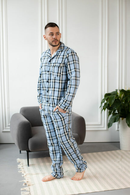 Чоловіча котонова піжама BO.Brand, колір блакитний