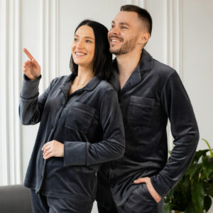 Парні піжами BO.Brand, сорочка та штани з кишенями, колір графіт