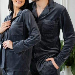 Парні піжами BO.Brand, сорочка та штани з кишенями, колір графіт