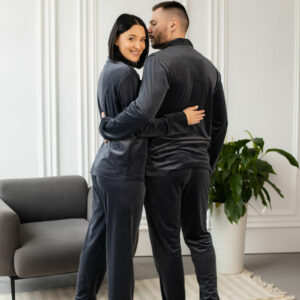 Парні піжами BO.Brand, сорочка та штани з кишенями, колір графіт