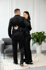 Парні піжами BO.Brand, сорочка та штани з кишенями, колір чорний