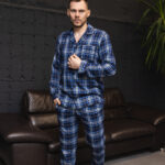 Чоловіча піжама BO.Brand в клітинку, колір синій