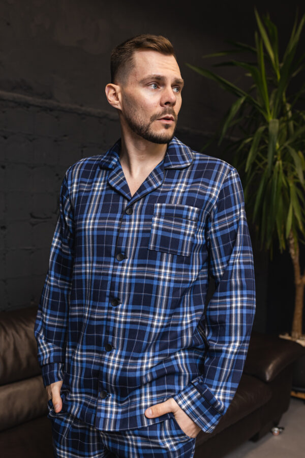 Мужская пижама для дома BO.Brand, коттон, цвет синий — изображение 5