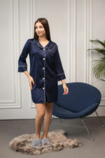 Жіноча шовкова піжама BO.Brand для дому, колір синій