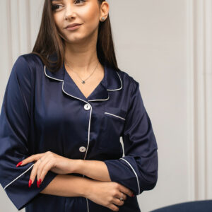 Жіноча шовкова піжама BO.Brand синя