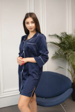 Жіноча шовкова піжама BO.Brand для дому, синя