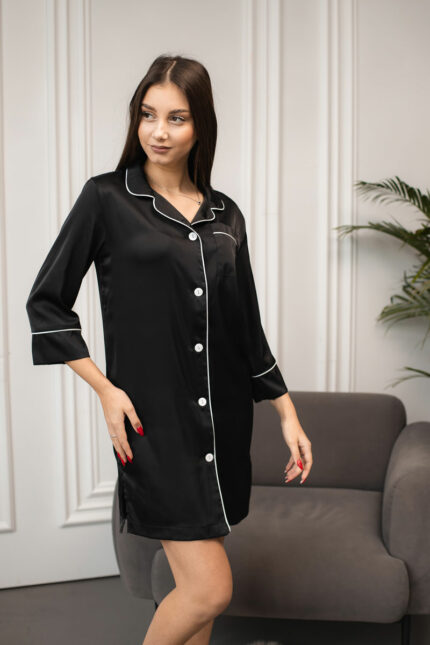 Жіноча шовкова піжама BO.Brand для дому, колір чорний