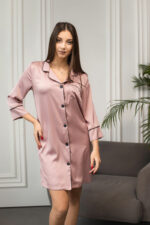 Шовкова жіноча піжама для дому BO.Brand, колір пудровий
