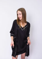 Жіночий халат та сорочка BO.Brand шовкові в чорному кольорі