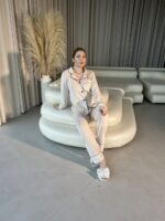 Теплая женская пижама BO.Brand велюр, крем