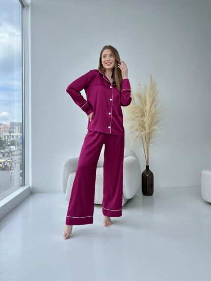 Жіноча шовкова піжама BO.Brand малиновий