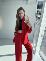 Жіночий літній костюм BO.Brand льон жатка, червоний