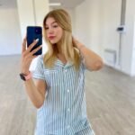 Жіноча піжама "BO.Brand" в блакитну смужку