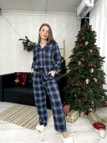 Жіноча піжама BO.Brand, натуральна тканина котон в клітинку