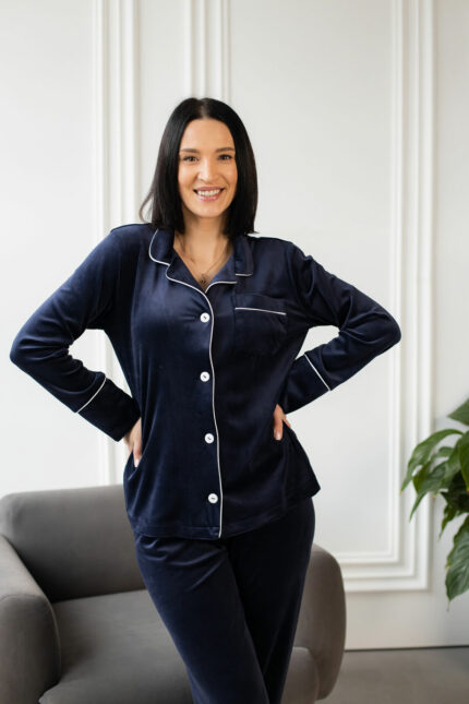 Жіноча велюрова піжама BO.Brand, колір синій