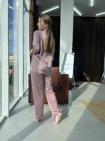 Піжама жіноча BO.Brand шовкова (із поясом та штанами)