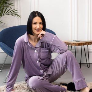 Тепла жіноча піжама BO.Brand на ґудзиках зі штанами