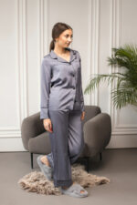 Жіноча піжама BO.Brand сорочка та штани, графіт