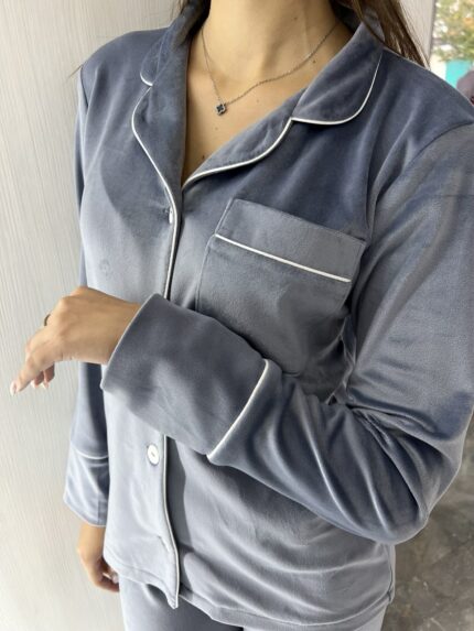 Жіноча піжама BO.Brand велюр синій