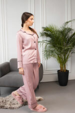 Жіноча піжама BO.Brand сорочка та штани, колір пудровий