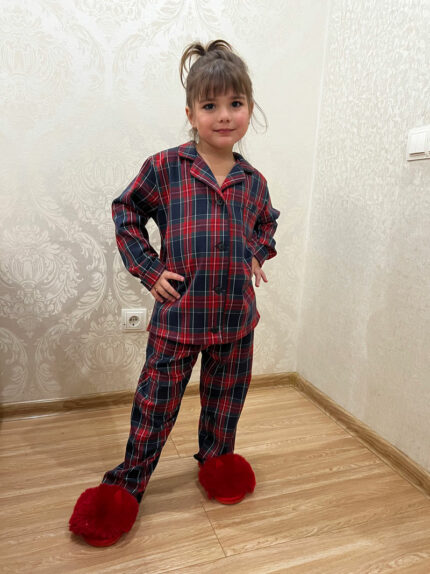 Дитяча піжама BO.Brand котонова, у синю клітинку