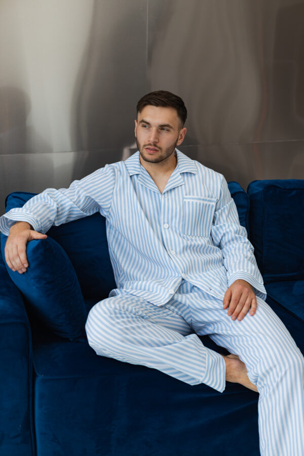 Чоловіча піжама BO.Brand в блакитну смужку - Зображення 6