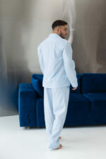 Мужская пижама котоновая BO.Brand в голубую полоску — изображение 4