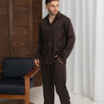 Пижама мужская шелковая BO.Brand коричневый цвет