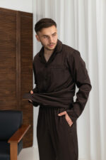 Чоловіча шовкова піжама BO.Brand коричневий колір - Зображення 5