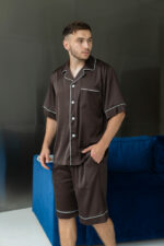 Пижама мужская шелковая BO.Brand коричневый цвет — изображение 5