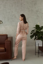 Жіноча піжама BO.Brand всесезонна, сорочка та штани, колір пудровий - Зображення 4