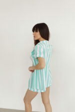 Жіноча піжама 2 в 1 BO.Brand, сорочка та шорти в зелену смужку - Зображення 5